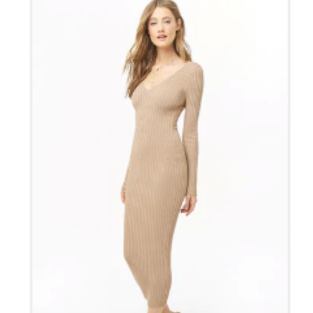 Ribbed v-neck midi dress